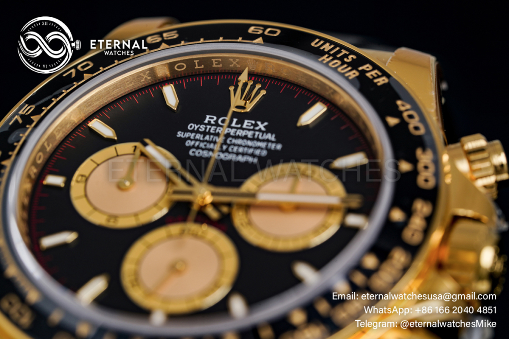 ROLEX - Super Clone Cosmograph Daytona 126518 40mm YG/RU Black/Gold VSF DD4131 (Weight Adjusted)