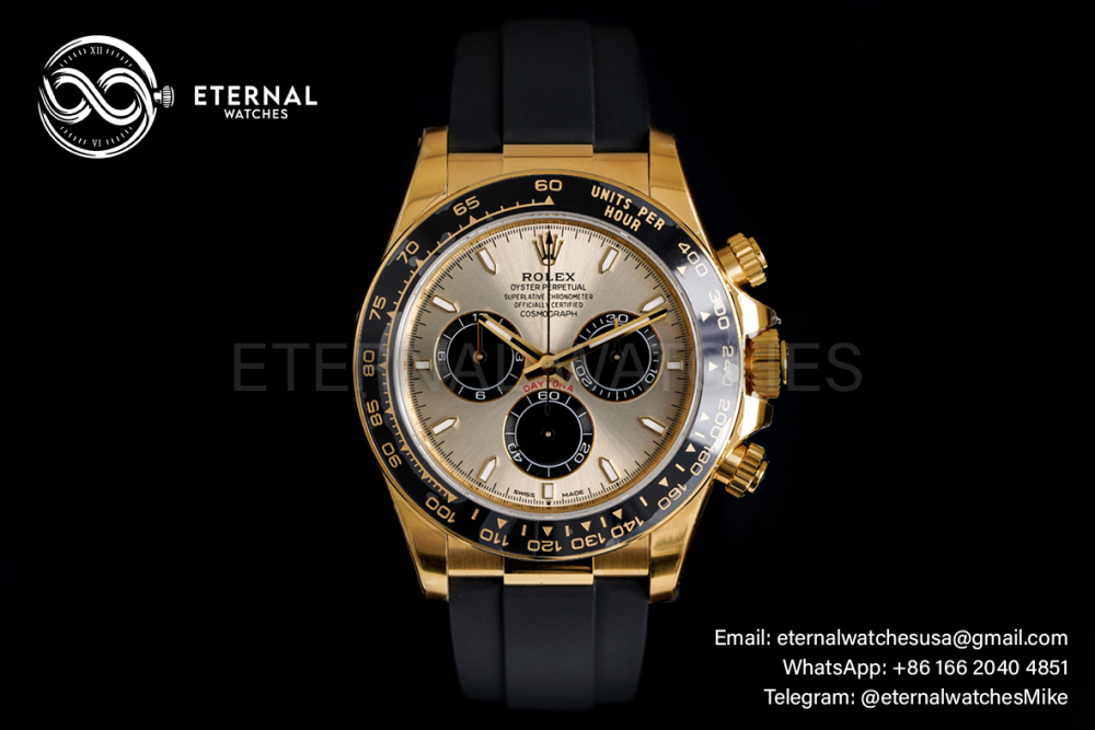 ROLEX - Super Clone Cosmograph Daytona 126518 40mm YG/RU Gold/Black VSF DD4131 (Weight Adjusted)