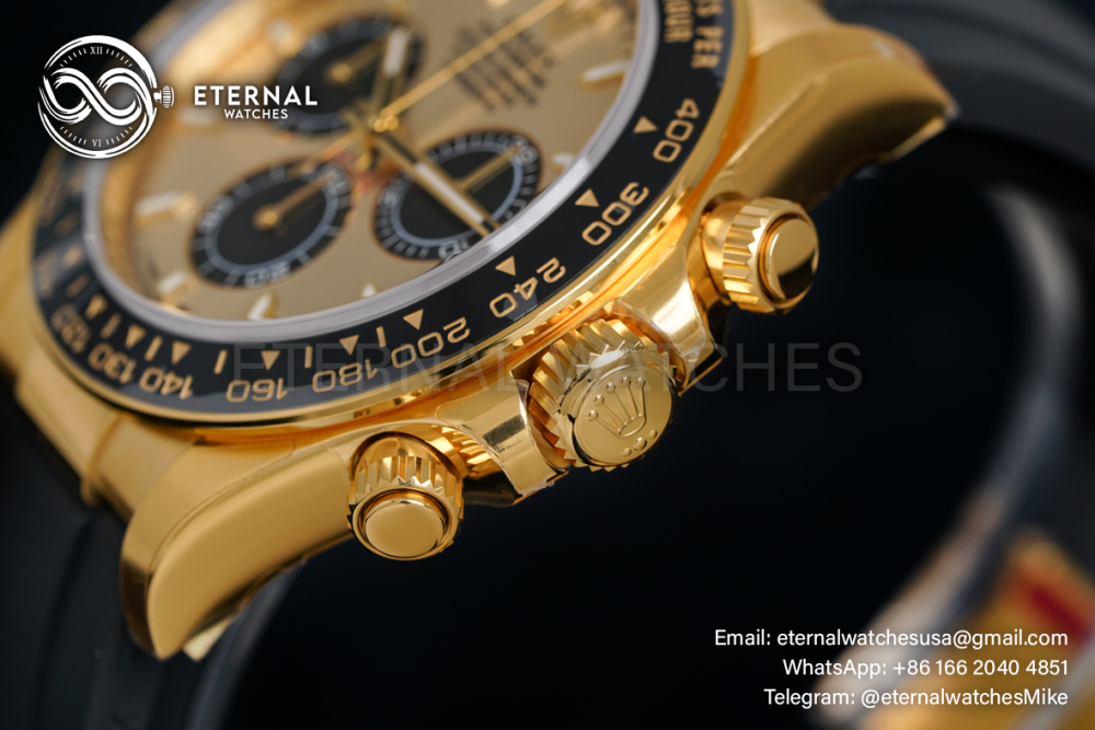 ROLEX - Super Clone Cosmograph Daytona 126518 40mm YG/RU Gold/Black VSF DD4131 (Weight Adjusted)