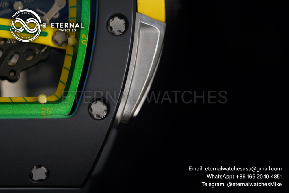 RICHARD MILLE - VAUCHER SUPER CLONE RM61-01 Black Ceramic/RU Skeleton Dial Green Bezel