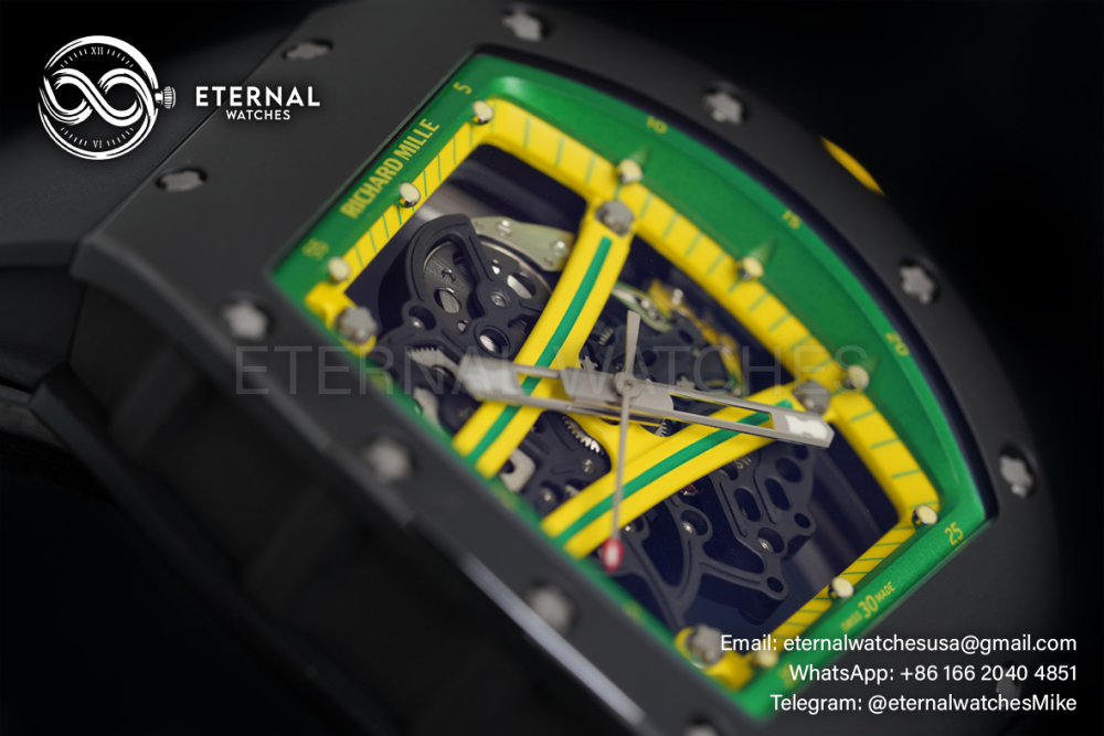 RICHARD MILLE - VAUCHER SUPER CLONE RM61-01 Black Ceramic/RU Skeleton Dial Green Bezel