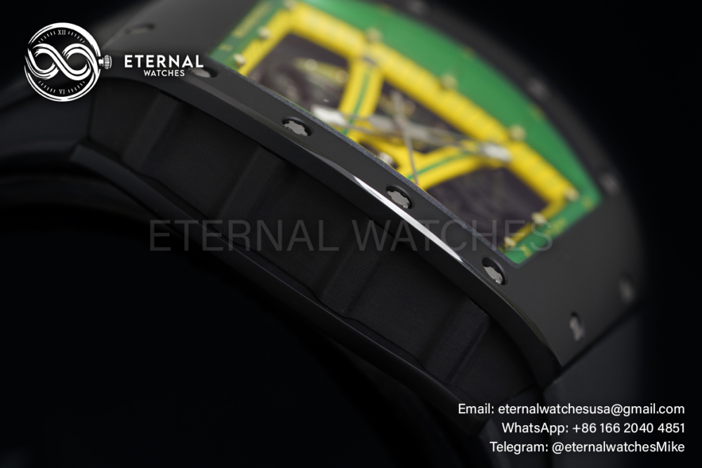RICHARD MILLE - VAUCHER SUPER CLONE RM61-01 Black Ceramic/RU Skeleton Dial Green Bezel