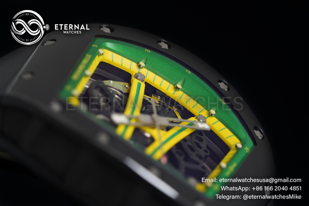 RICHARD MILLE - VAUCHER SUPER CLONE RM61-01 Black Ceramic/RU Skeleton Dial Green Bezel