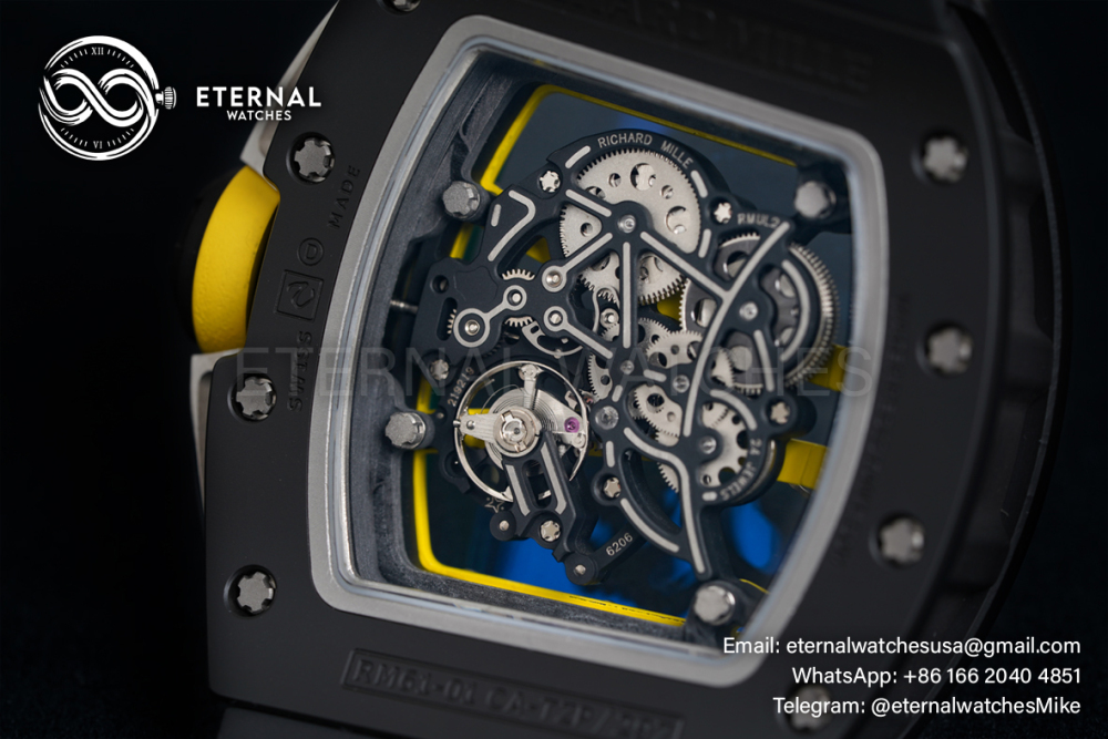 RICHARD MILLE - VAUCHER SUPER CLONE RM61-01 Black Ceramic/RU Skeleton Dial Green Bezel