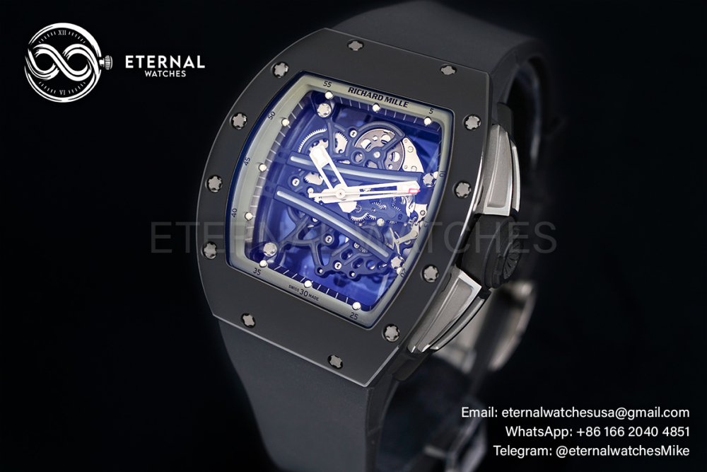 RICHARD MILLE - VAUCHER SUPER CLONE RM61-01 Black Ceramic/RU Skeleton Dial Grey Inner Bezel
