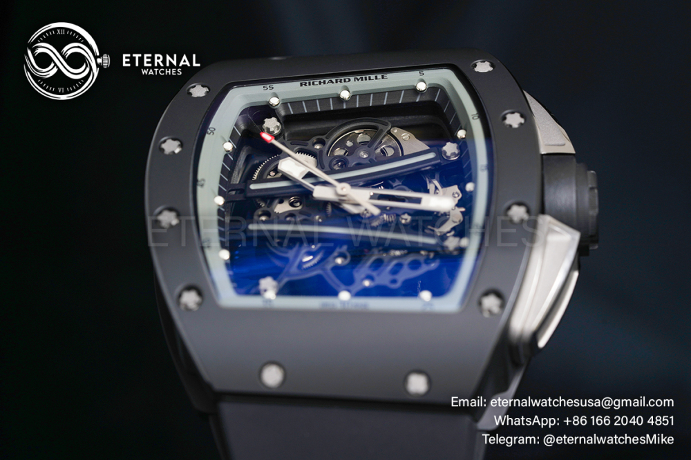 RICHARD MILLE - VAUCHER SUPER CLONE RM61-01 Black Ceramic/RU Skeleton Dial Grey Inner Bezel