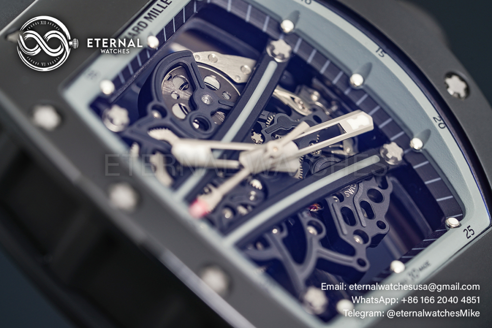 RICHARD MILLE - VAUCHER SUPER CLONE RM61-01 Black Ceramic/RU Skeleton Dial Grey Inner Bezel
