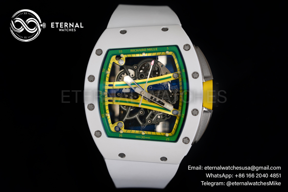 RICHARD MILLE - VAUCHER SUPER CLONE RM61-01 White Ceramic/RU Skeleton Dial