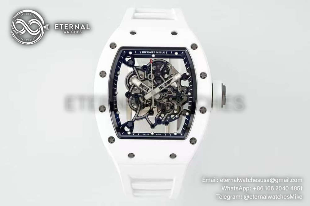 RICHARD MILLE - SUPER CLONE RM055 Bubba Watson White Cer/RU Skeleton Dial APS RMAL2