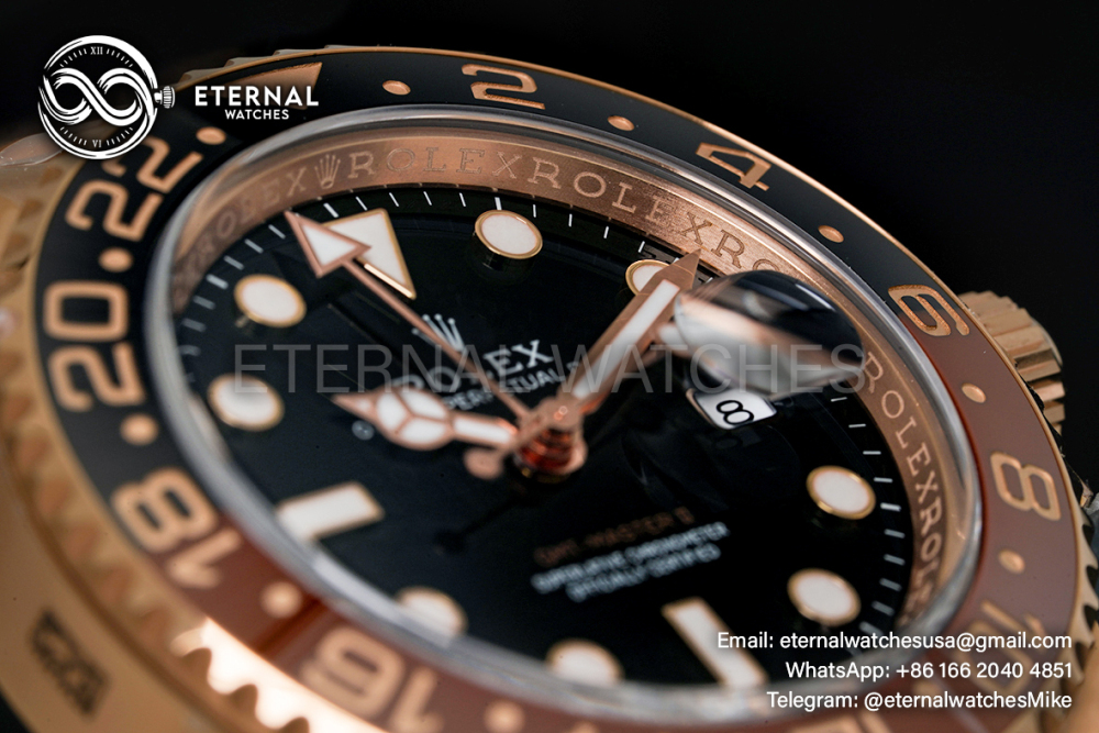 ROLEX - GMT Master II 126715 CHNR Oyster 904L RG/RG Black Dial CLEAN VR3186