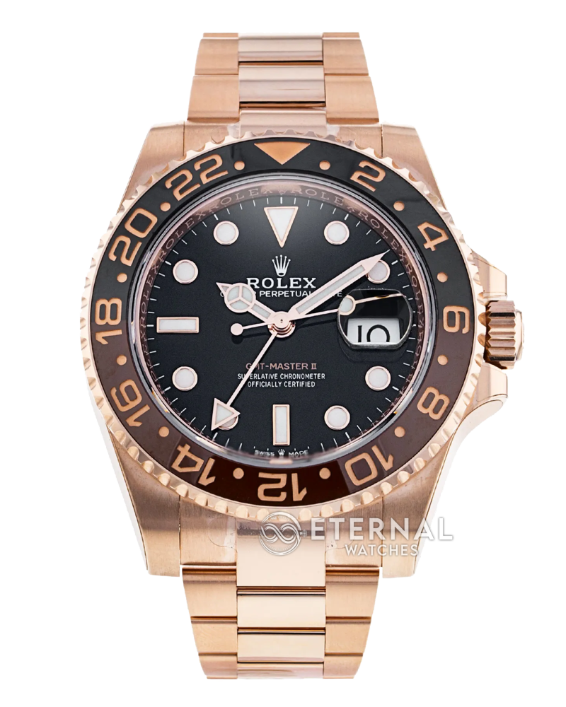 ROLEX - GMT Master II 126715 CHNR Oyster 904L RG/RG Black Dial CLEAN VR3186
