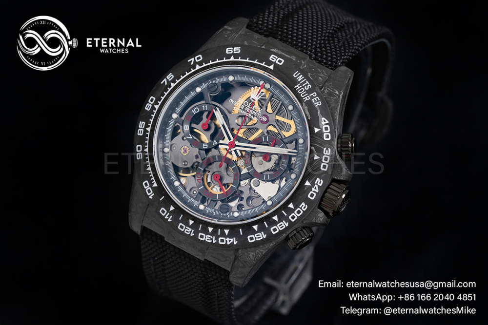 ROLEX - Daytona DIW 40mm Black Dial Carbon/NY Skeleton Dial NOOB DD4130