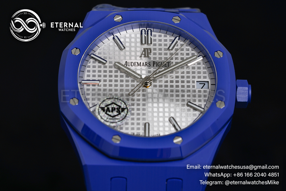 AUDEMARS PIGUET - SUPER CLONE Royal Oak 41mm 15500 Blue Ceramic/Cer White Dial APSF A4302
