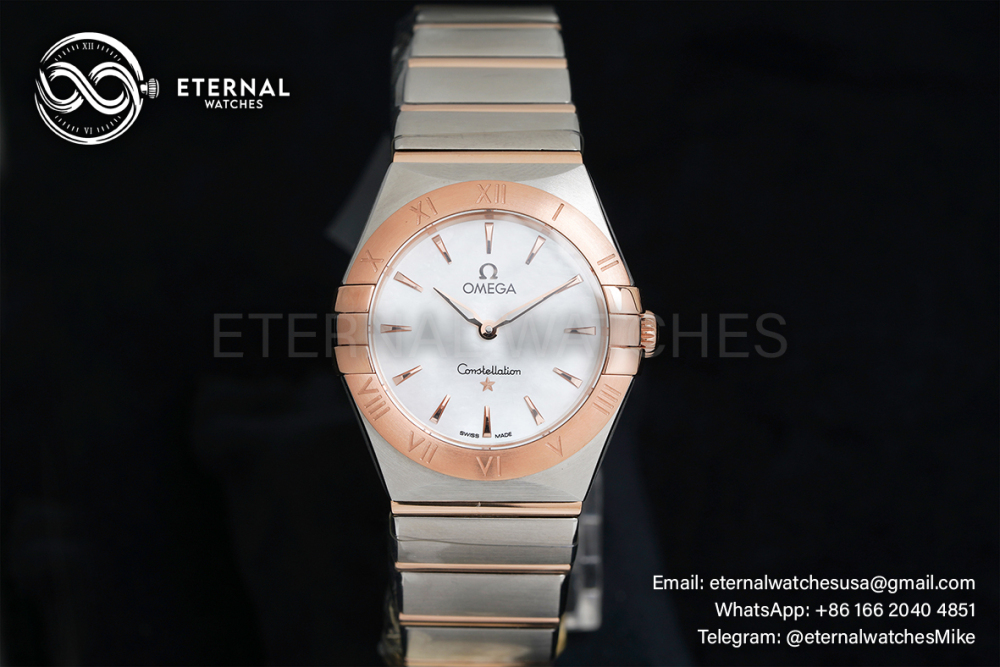 OMEGA - Constellation 28mm SS/RG MOP/Stk ASWF Swiss Quartz Movement 4061