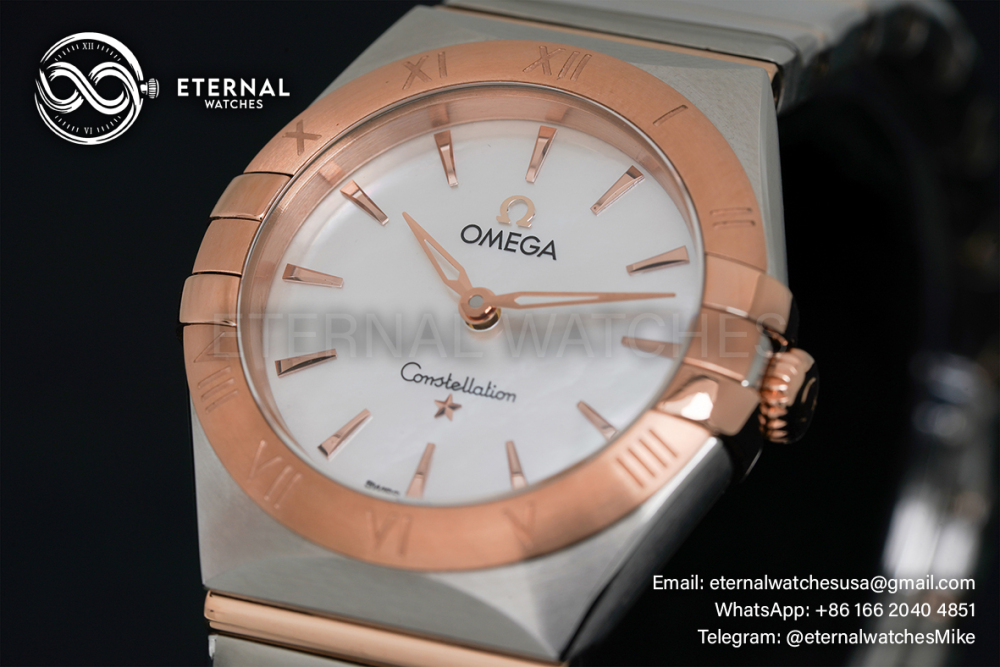 OMEGA - Constellation 28mm SS/RG MOP/Stk ASWF Swiss Quartz Movement 4061