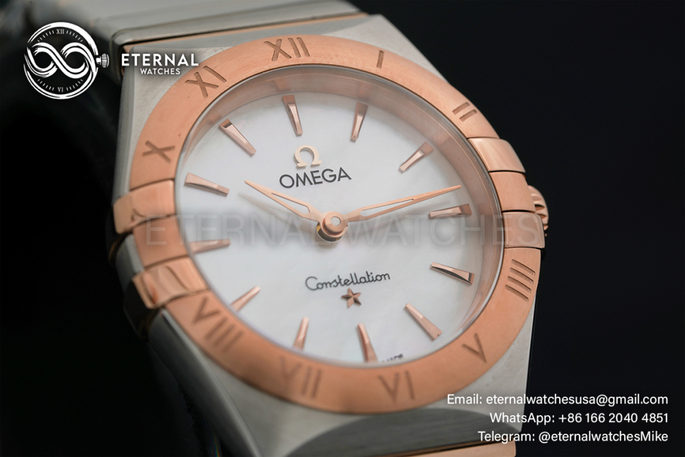 OMEGA - Constellation 28mm SS/RG MOP/Stk ASWF Swiss Quartz Movement 4061