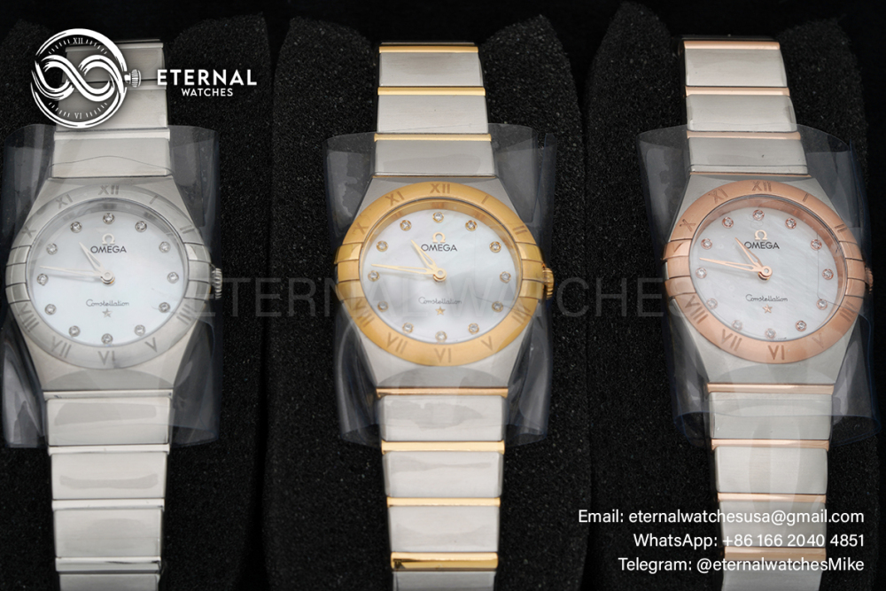 OMEGA - Constellation 28mm SS/RG MOP/Stk ASWF Swiss Quartz Movement 4061