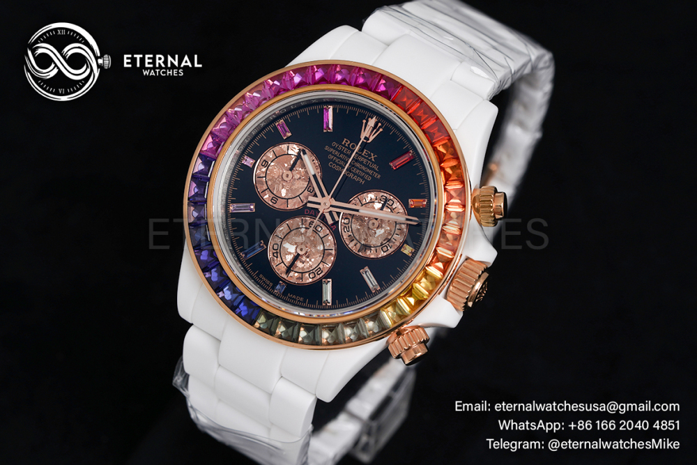 ROLEX - SUPER CLONE Daytona Rainbow 40mm Cer/Cer Black Dial NOOB SA4130