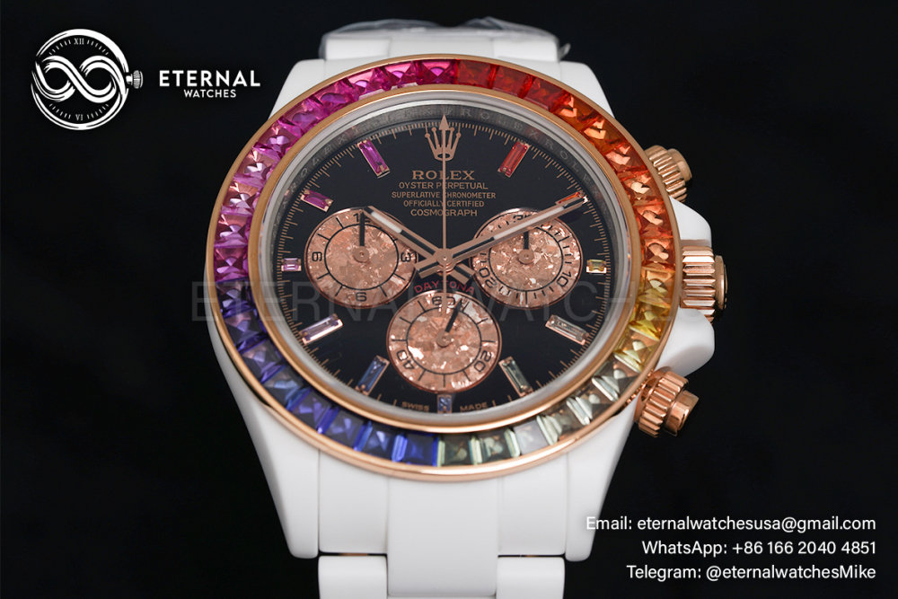 ROLEX - SUPER CLONE Daytona Rainbow 40mm Cer/Cer Black Dial NOOB SA4130