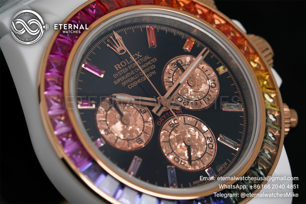 ROLEX - SUPER CLONE Daytona Rainbow 40mm Cer/Cer Black Dial NOOB SA4130