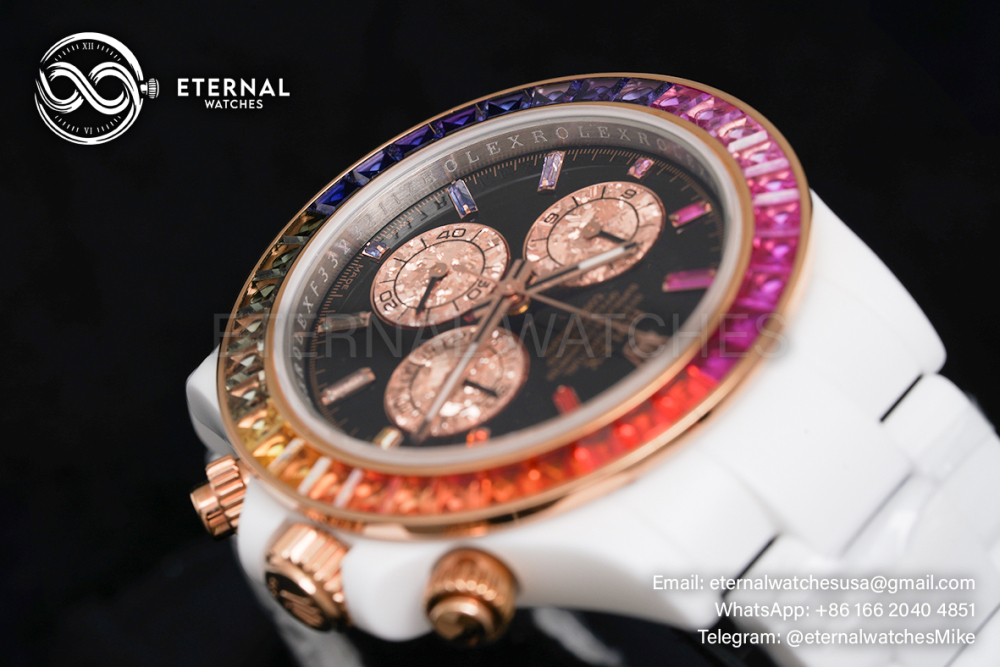 ROLEX - SUPER CLONE Daytona Rainbow 40mm Cer/Cer Black Dial NOOB SA4130