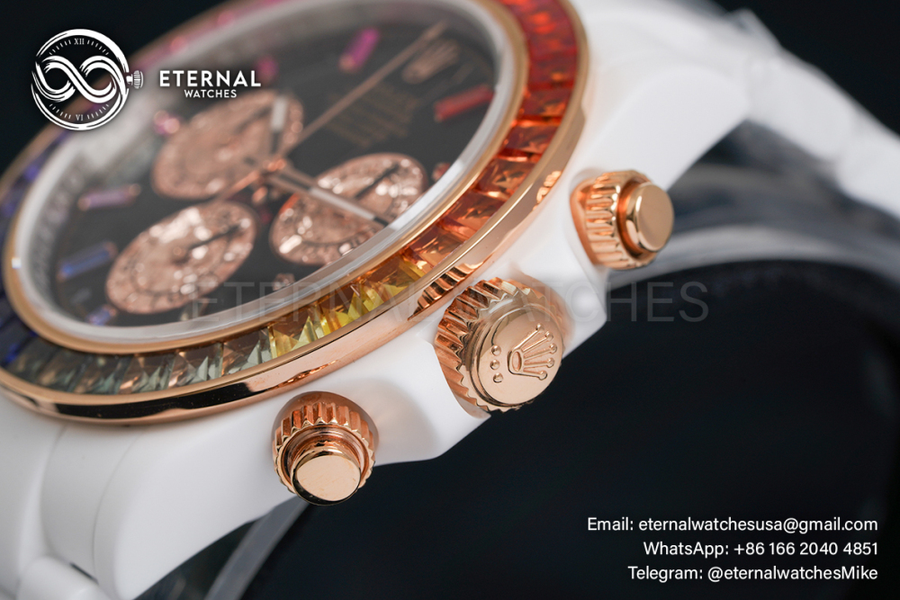 ROLEX - SUPER CLONE Daytona Rainbow 40mm Cer/Cer Black Dial NOOB SA4130