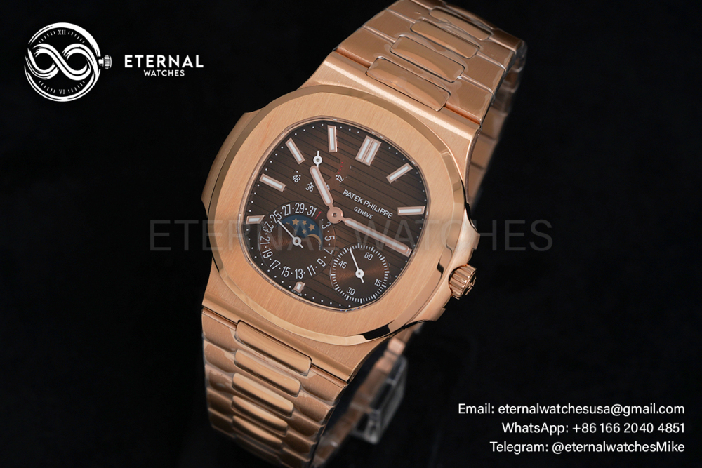 PATEK PHILIPPE - SUPER CLONE Nautilus 40mm 5712 RG/RG Brown/Stk PPF V3 A240