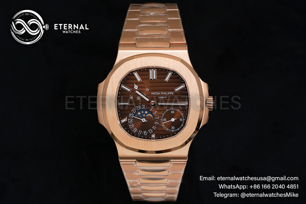 PATEK PHILIPPE - SUPER CLONE Nautilus 40mm 5712 RG/RG Brown/Stk PPF V3 A240