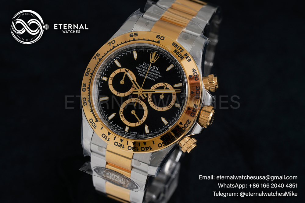 ROLEX - SUPER CLONE Daytona 126503 40mm YG/SS Black/Stk Clean SH4131
