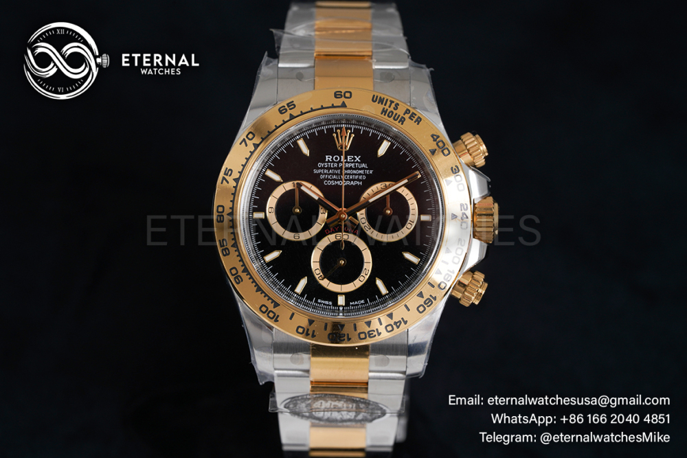 ROLEX - SUPER CLONE Daytona 126503 40mm YG/SS Black/Stk Clean SH4131