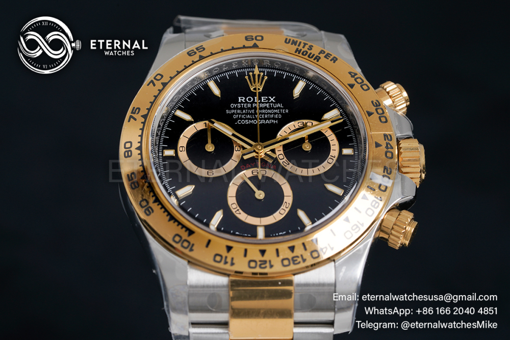ROLEX - SUPER CLONE Daytona 126503 40mm YG/SS Black/Stk Clean SH4131