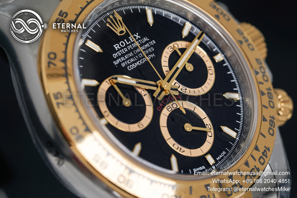 ROLEX - SUPER CLONE Daytona 126503 40mm YG/SS Black/Stk Clean SH4131