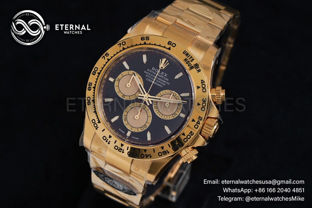 ROLEX - SUPER CLONE Daytona 126508 40mm YG/YG Black/Stk Clean SH4131