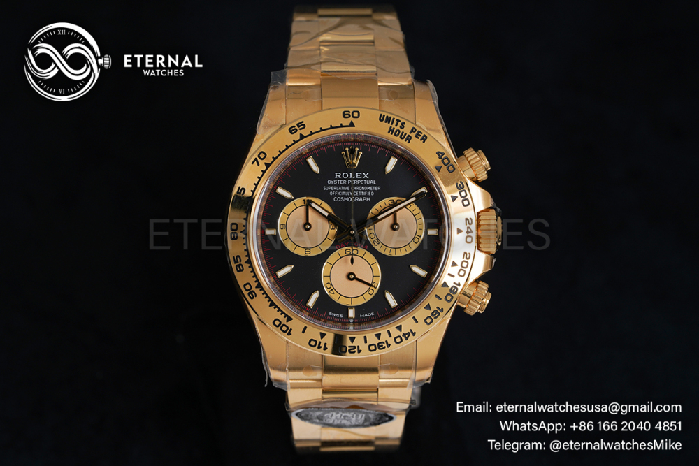 ROLEX - SUPER CLONE Daytona 126508 40mm YG/YG Black/Stk Clean SH4131