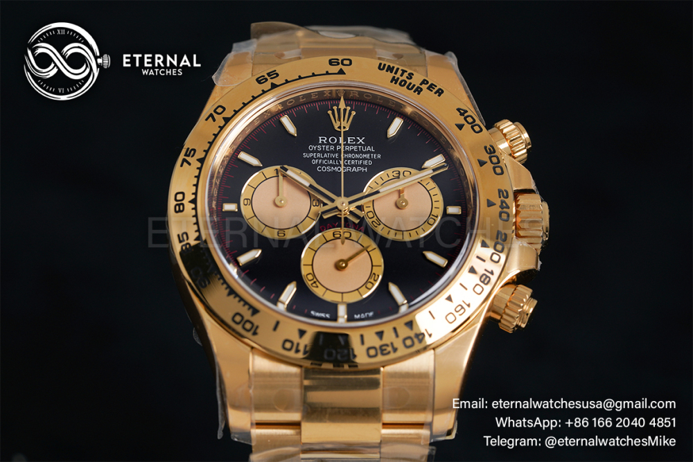 ROLEX - SUPER CLONE Daytona 126508 40mm YG/YG Black/Stk Clean SH4131