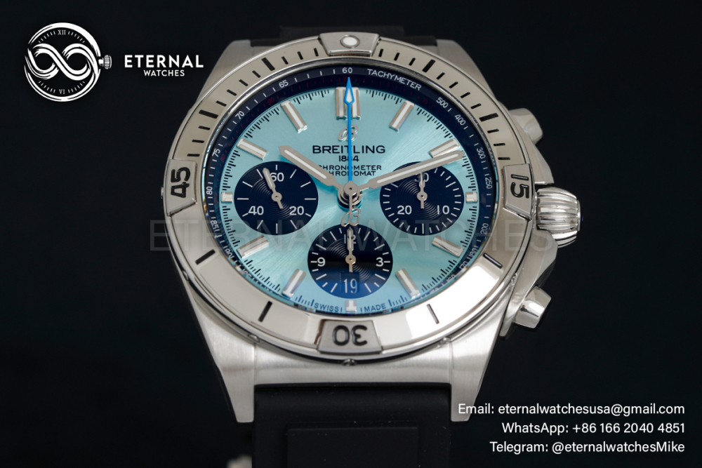BREITLING - Chronomat B01 42MM SS/RU Ice Blue/Blk TF A7750