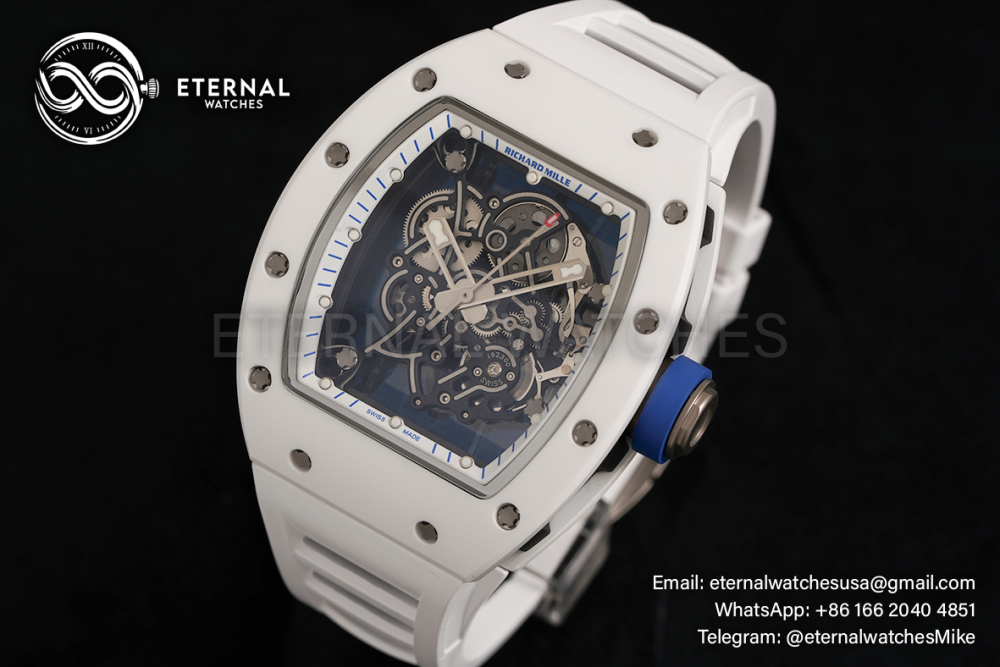 RICHARD MILLE - VAUCHER SUPER CLONE RM055 Bubba Watson White Ceramic Black Middle Case