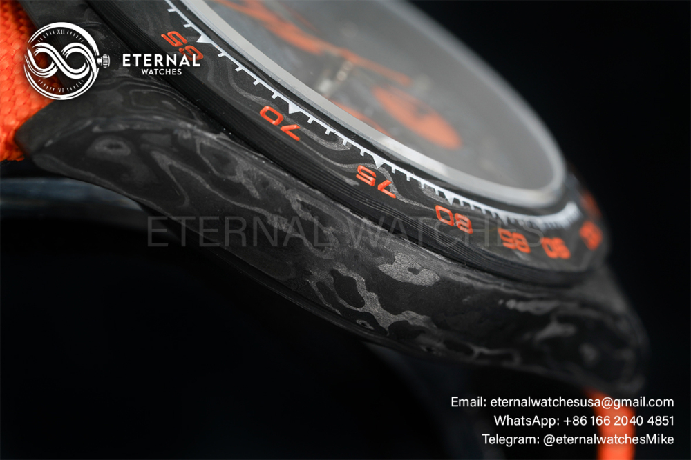 ROLEX - SUPER CLONE Daytona DiW 40mm Black Carbon/Orange NY Carbon Texture NOOB DD4130