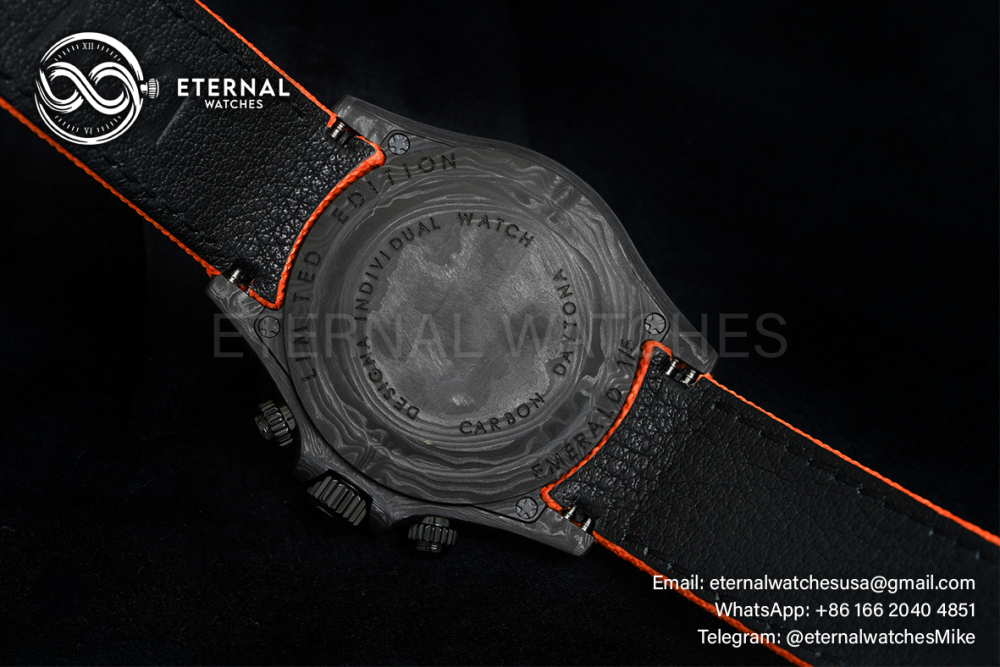 ROLEX - SUPER CLONE Daytona DiW 40mm Black Carbon/Orange NY Carbon Texture NOOB DD4130