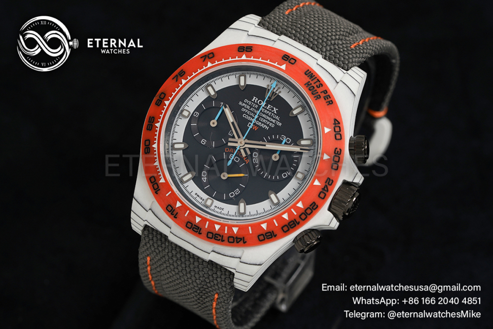 ROLEX - SUPER CLONE Daytona DiW 40mm White Carbon/NY Grey NOOB DD4130