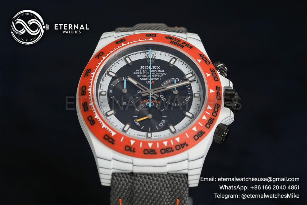 ROLEX - SUPER CLONE Daytona DiW 40mm White Carbon/NY Grey NOOB DD4130
