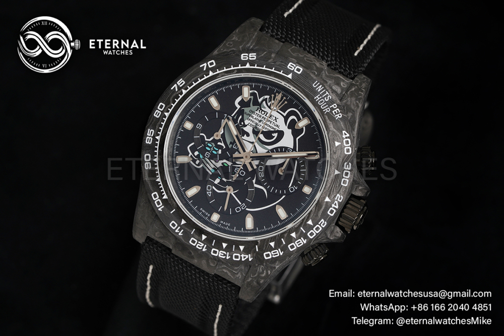 ROLEX - SUPER CLONE Daytona 40mm Black Carbon/NY Panda NOOB DD4130