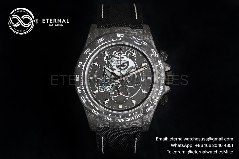 ROLEX - SUPER CLONE Daytona 40mm Black Carbon/NY Panda NOOB DD4130