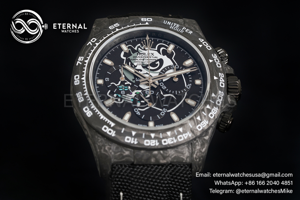 ROLEX - SUPER CLONE Daytona 40mm Black Carbon/NY Panda NOOB DD4130