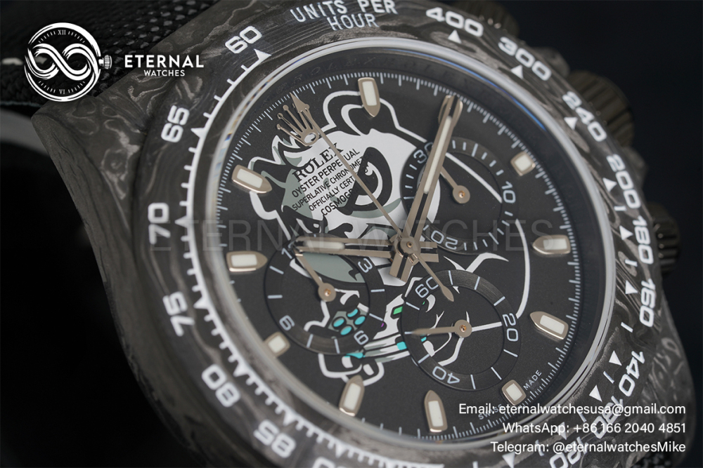 ROLEX - SUPER CLONE Daytona 40mm Black Carbon/NY Panda NOOB DD4130