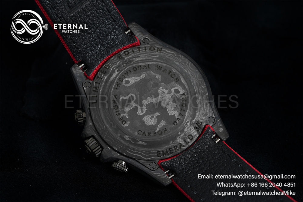 ROLEX - SUPER CLONE Daytona DiW 40mm Black Carbon/NY Red NOOB DD4130