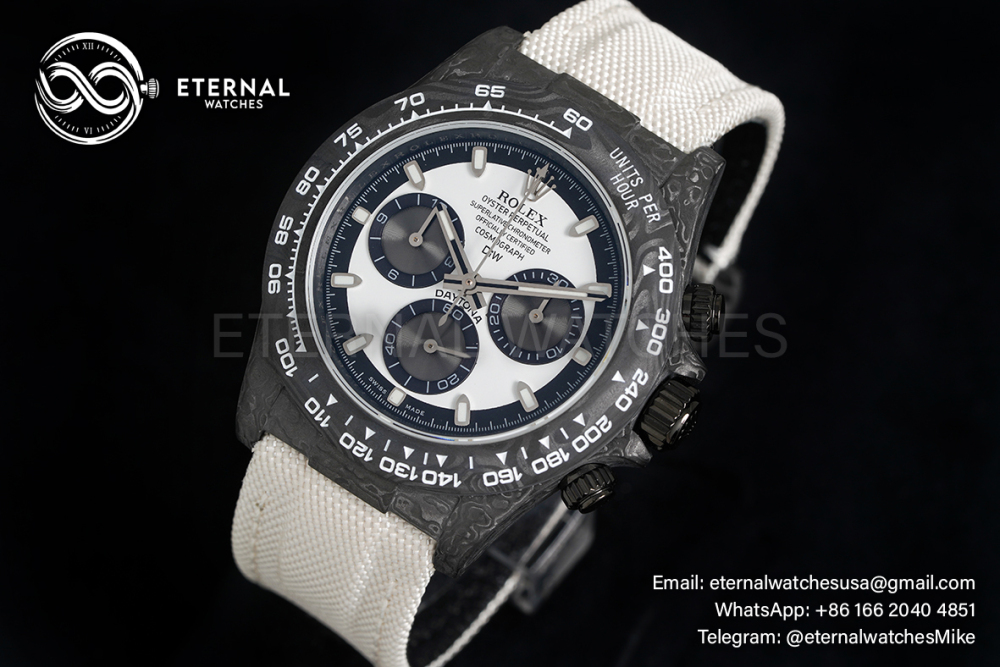 ROLEX - SUPER CLONE Daytona DiW 40mm Black Carbon/NY White NOOB DD4130