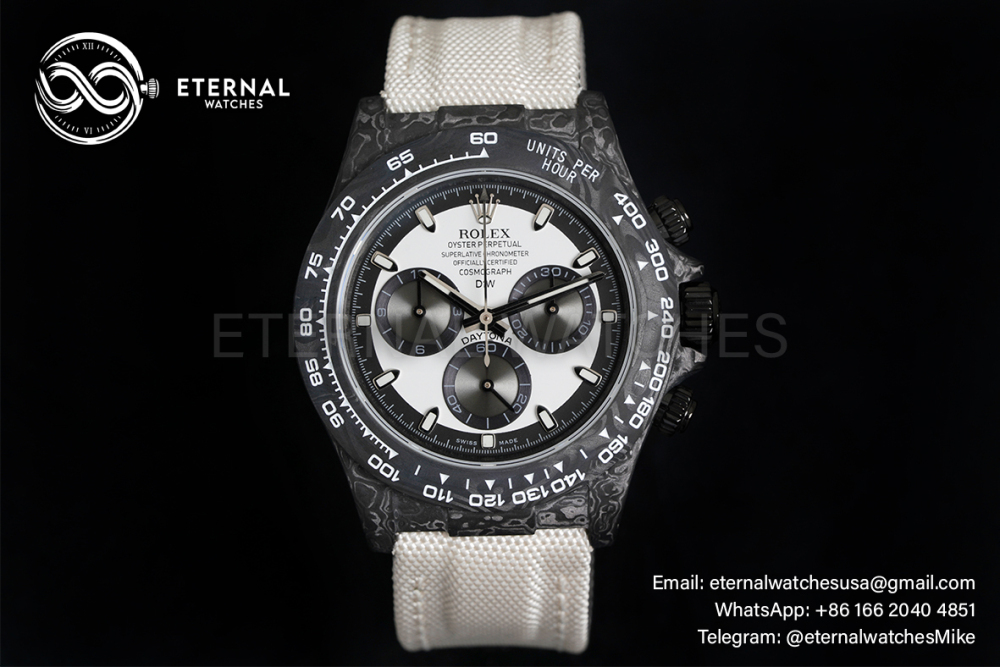 ROLEX - SUPER CLONE Daytona DiW 40mm Black Carbon/NY White NOOB DD4130