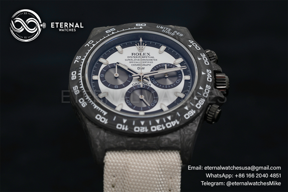ROLEX - SUPER CLONE Daytona DiW 40mm Black Carbon/NY White NOOB DD4130