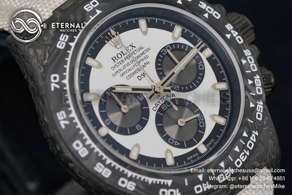 ROLEX - SUPER CLONE Daytona DiW 40mm Black Carbon/NY White NOOB DD4130